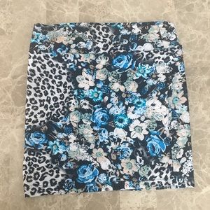 Flower Animal Print Mini Skirt